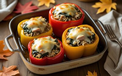 Turkey & Spinach Stuffed Bell Peppers